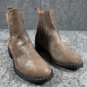 Chelsea Boots Womens‎ Size 6.5 Taupe Brown Suede Elastic Gore Ankle Booties EU37